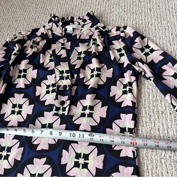 DIANE VON FURSTENBERG ATHENA CAMEO BLOSSOM STRETCH SILK LONG SLEEVE DRESS SZ 4 - Picture 3 of 12